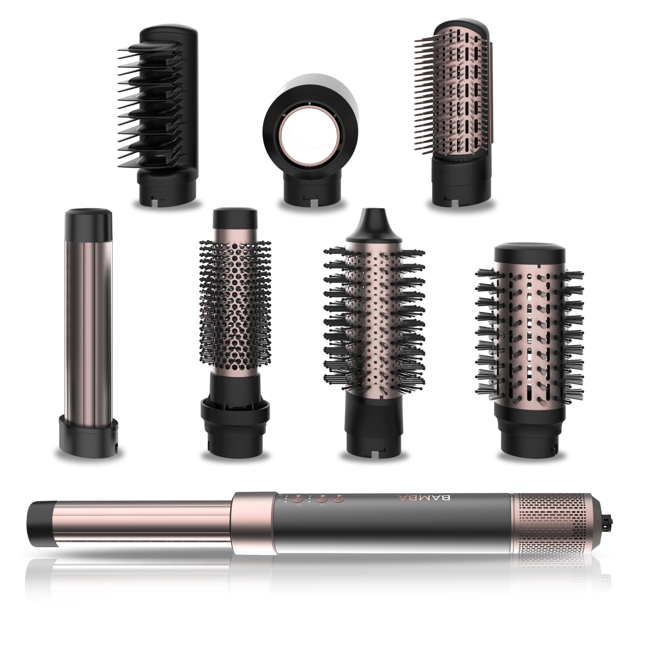 Cecotec Spazzola Ad Aria Calda Ceramiccare AirGlisse Black. 1400 W, Multifunzione 8 In 1, Ricciolo, Pettine, Asciuga ed Elimina L'Effetto Crespo, 3 Velocità, 3 Temperature, Rivestimento Ceramico.