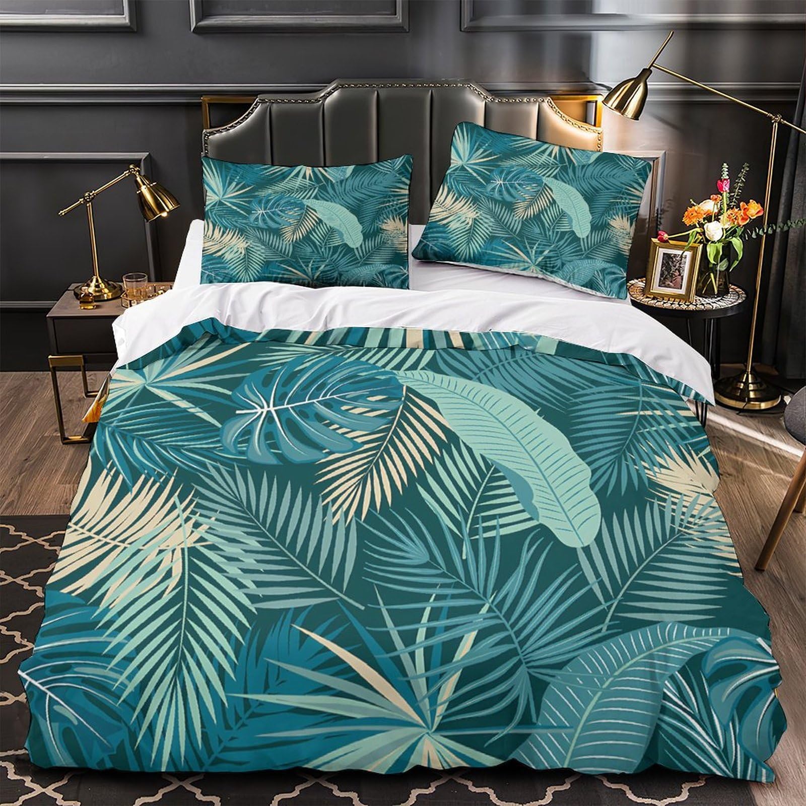 Housse de couette 260x220 avec illustration botanique 3D