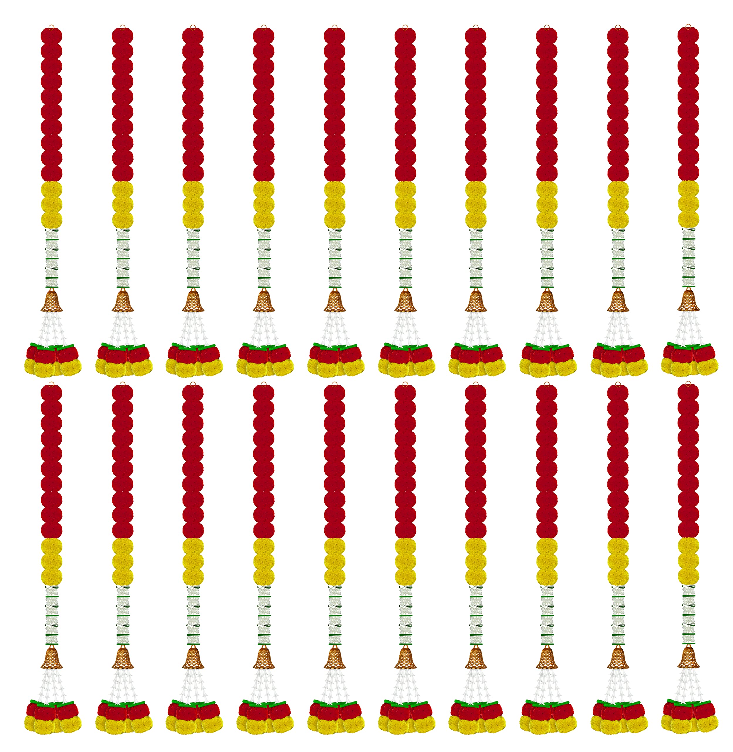 iHandikart Artificial Marigold with Jasmine & Rajnigandha Garland|Flower Strings for Diwali Decoration|Office Home Diwali Decoration|Diwali Gift, Color Red & Yellow, Pack of 20 (32105-20) (B0BJ95PF3R) Amazon Price History, Amazon Price Tracker