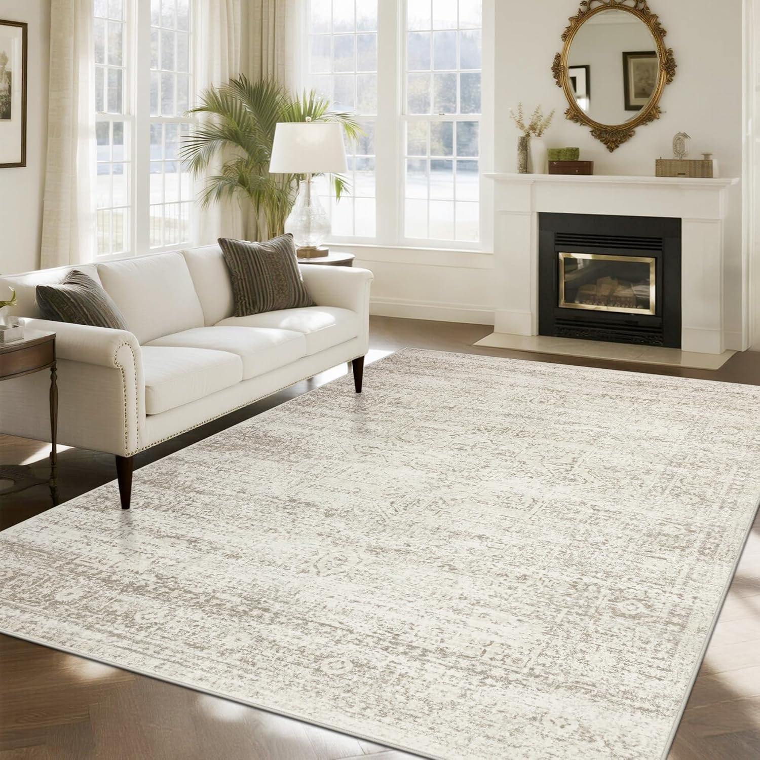 Washable Rugs 8x10 Area Rugs for Living Room Ultra Soft Faux Wool Retro Rugs for Bedroom Dining Room