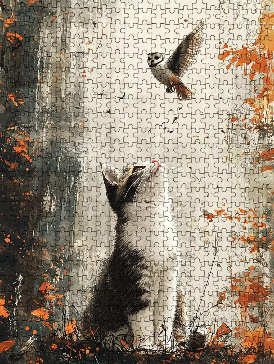 Puzzle 5000 Pezzi, Gufo Gatto 3D Puzzle per Adulti Impegnativo, Educa Puzzles Artistico, Divertente E Stimolante Puzzles Decorativo per La Famiglia, Regalo e Decorazione Pareti DX0YL6-658