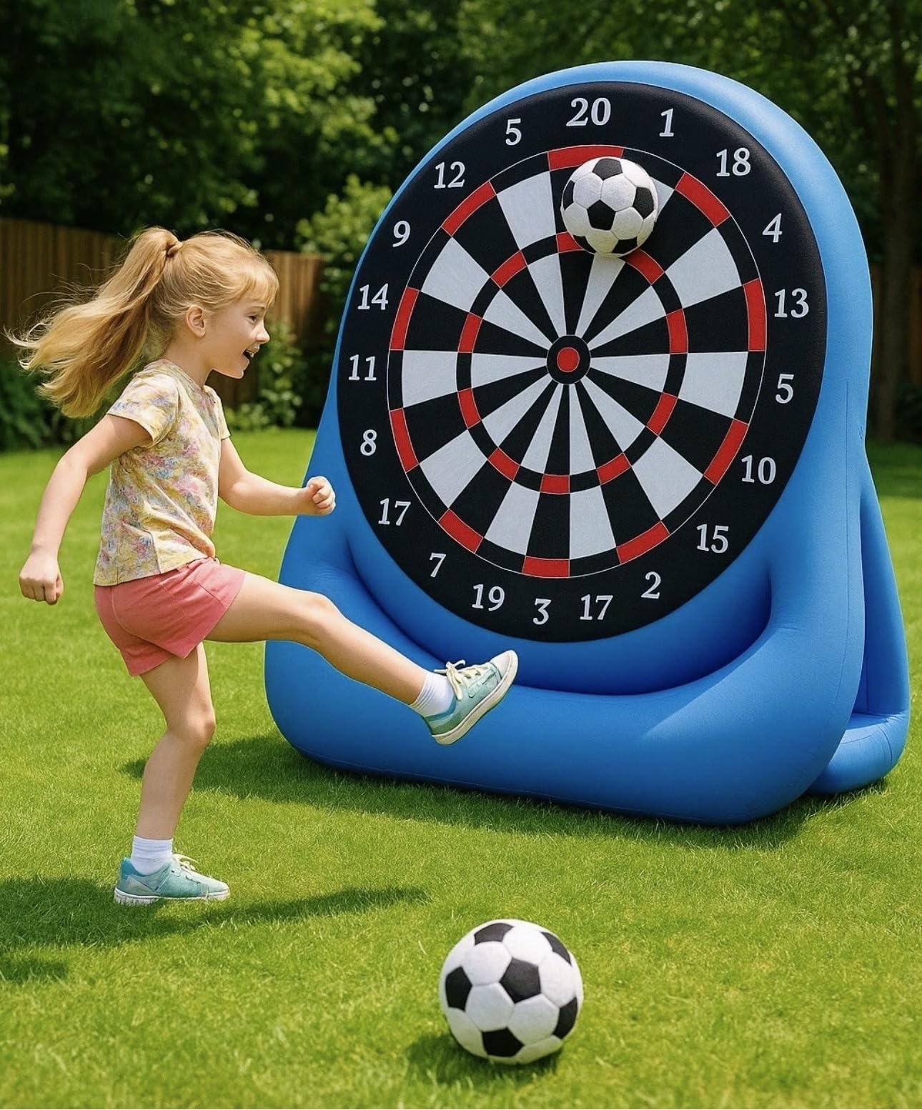 Giant Inflatable Football Target Game, 5ft, Outdoor Throwing Activity, 32x32x15cm