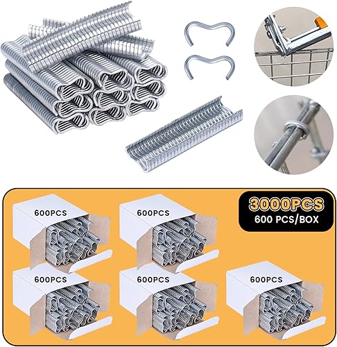 Miniatura 2 de Juego de alicates de anillo de cerdo tipo M con 3000 clips M, clips de jaula de alambre para cercas de jaulas de animales para instalación de valla