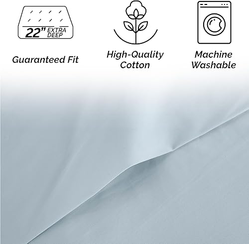 Miniatura 4 de Southshore Fine Living, Inc. Serenity - Juego de sábanas de satén de algodón preencogido de 300 hilos, 22 pulgadas, bolsillo extra profundo, de una