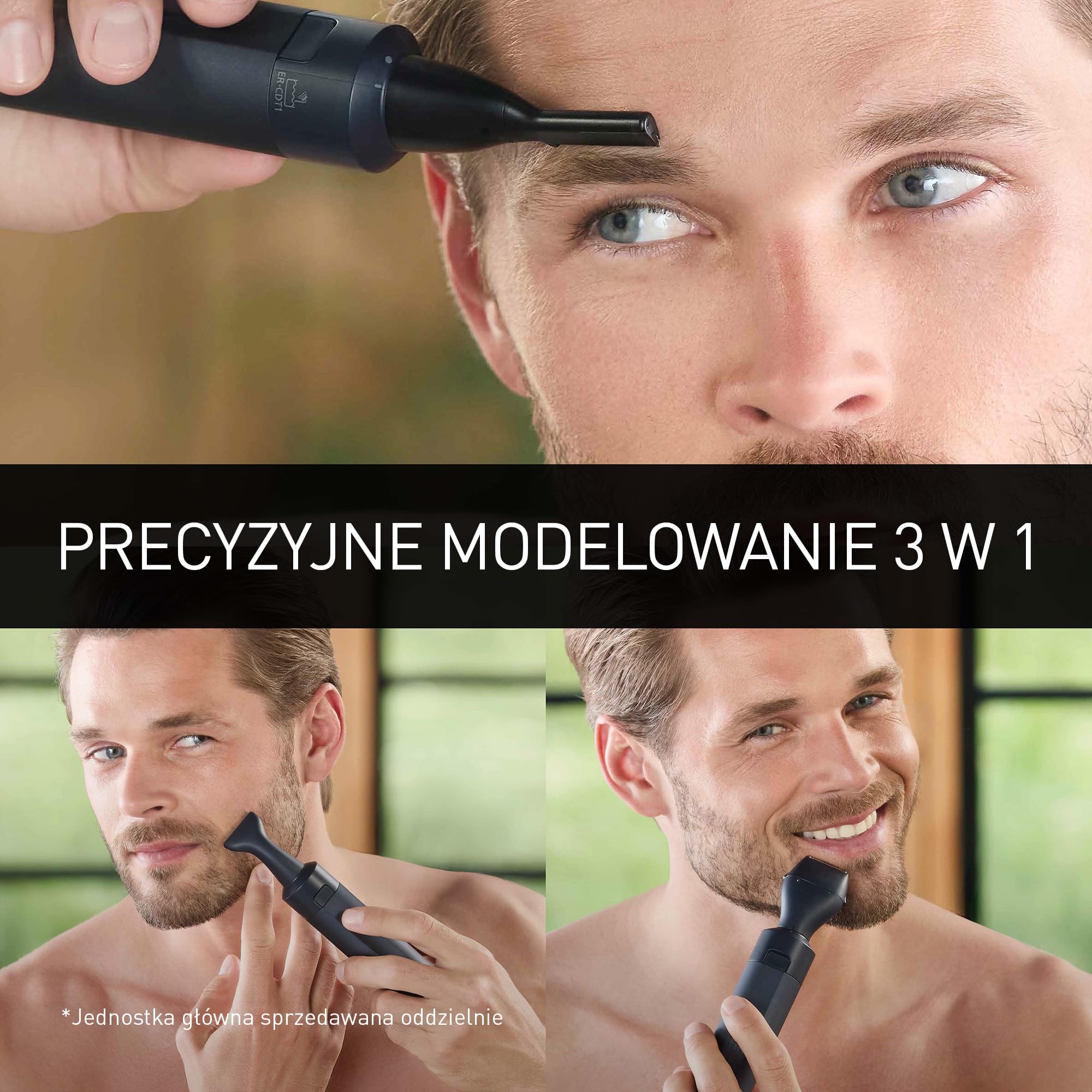 Panasonic ER-CDT1-A301 MULTISHAPE Modułowy System Do Pielęgnacji Osobistej Zestaw Nasadek do Precyzyjnego Golenia, Trymery do Brwi i Brody, Czarny