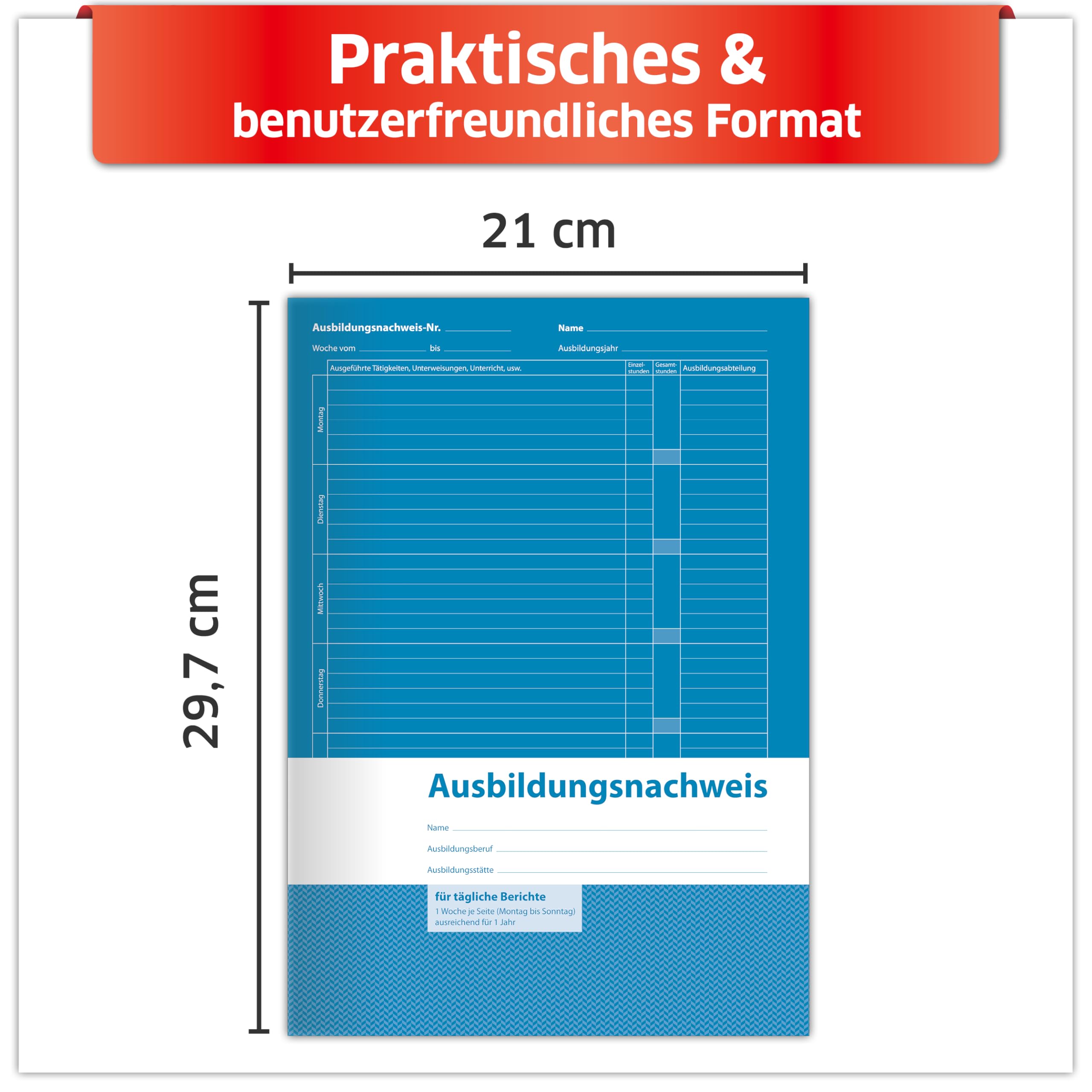 Primus Print 10 x zeszyt dokumentów potwierdzających wykształcenie, format A4, 56 stron, 1 tydzień na stronę (10)
