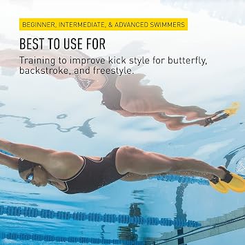 FINIS Positive Drive Swim Fins for All Four Strokes - Ergonomic Fit - Adjustable Heel Strap - Yellow/Black