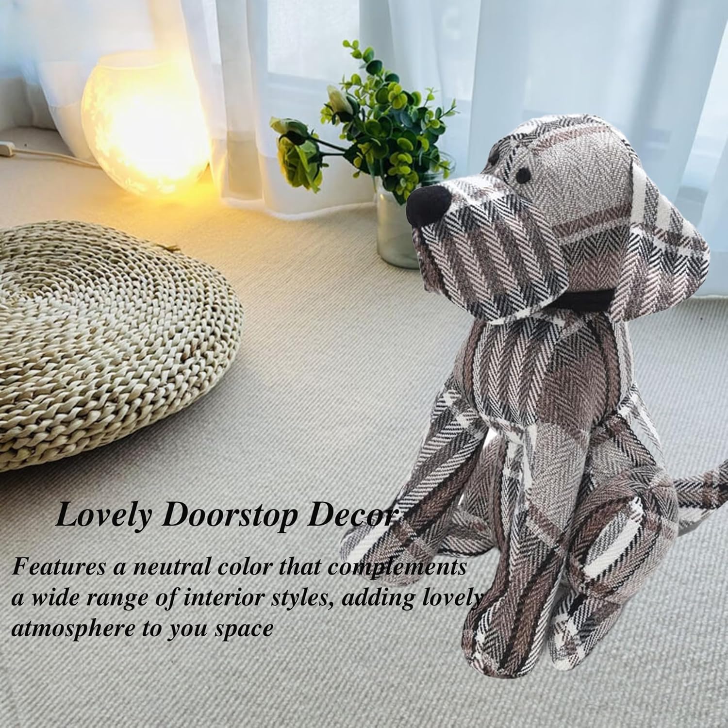 Cute Decorative Door Stopper for Bottom of Door and Inside Door Decorative.Soft and Weighted Door Stop to Keep Door Open for Home,Dorm Rooms and Office(Plaid Dog)