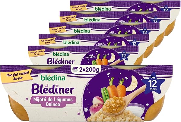 Blédina - Blediner - 12 bols - Mijoté de Légumes/Quinoa - Pour le Diner de bébé dès 12 Mois - Pack de 6x2 - 1