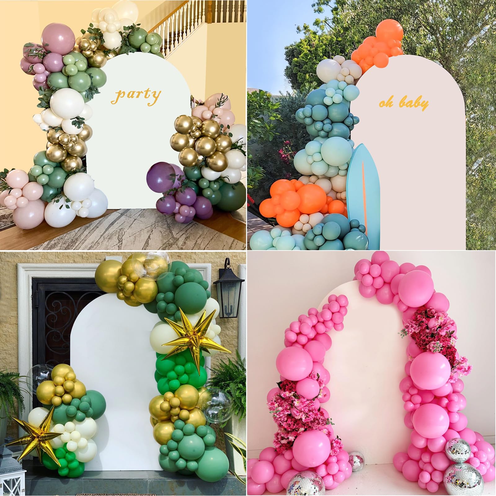 2 Coperture Per Fondali Ad Arco In Spandex: 2,2m E 1,8m, Colore Haze Blu E Crema, Per Laurea, Matrimonio E Feste - 3