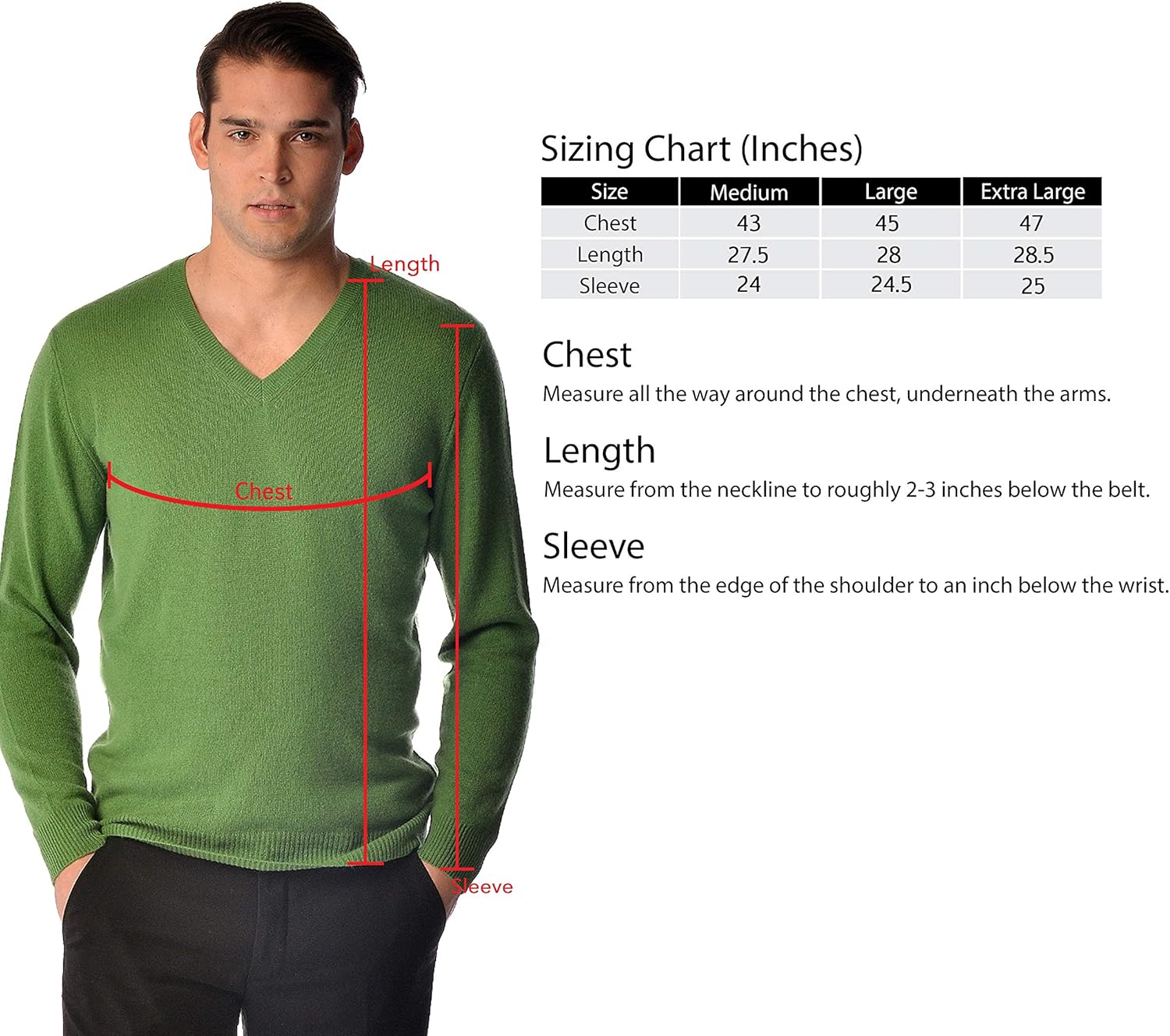 Cashmere Boutique 100% Pure Cashmere Spring Pullover V Neck Sweater Men – Long Sleeve, Lightweight, Soft and Warm Sweater - Image 5