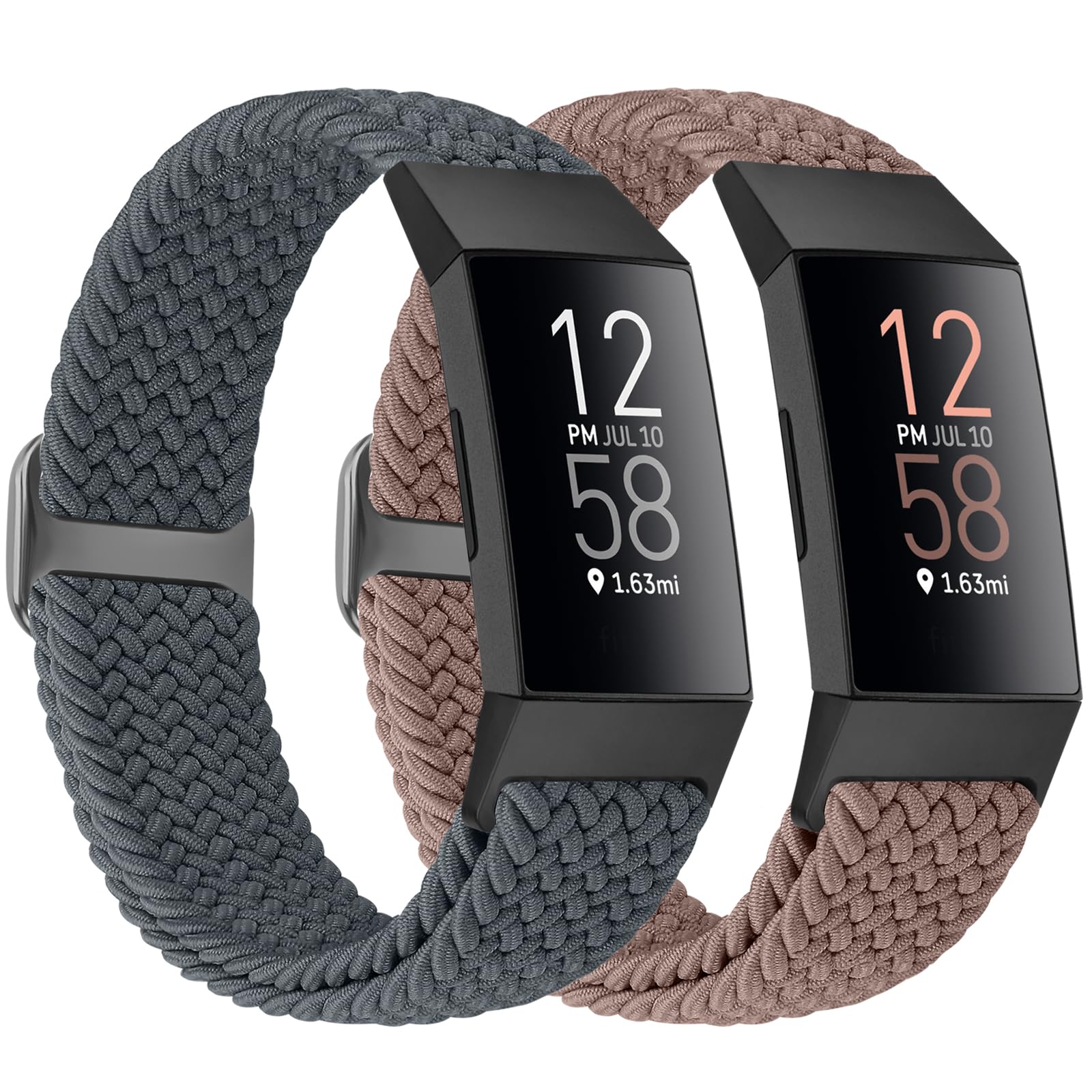 Bcuckood Braided Strap Compatible with Fitbit Charge 4/Charge 3 Straps for Women Men Adjustable Elastic Sport Soft Nylon Replacement Wristband for Fitbit Charge 4/Charge 3/SE