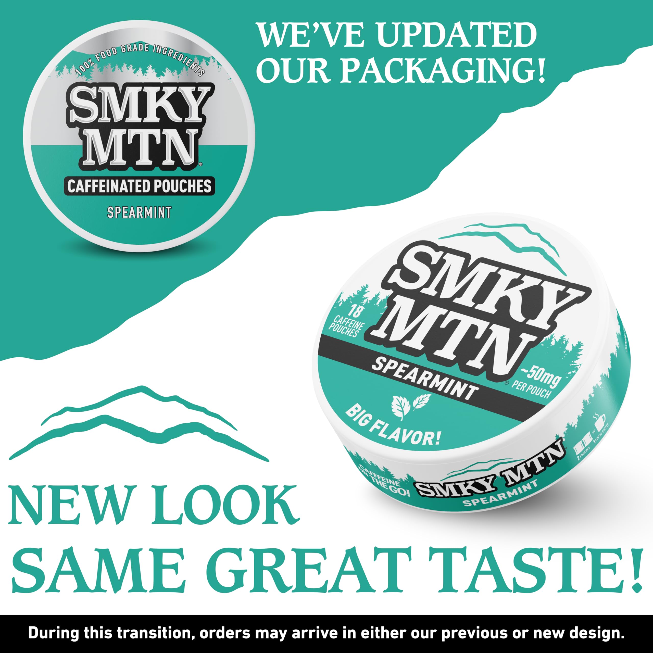 Amazon.com: Smokey Mountain Caffeinated Pouches - Spearmint - Tobacco Free  and Nicotine Free - 1 Can