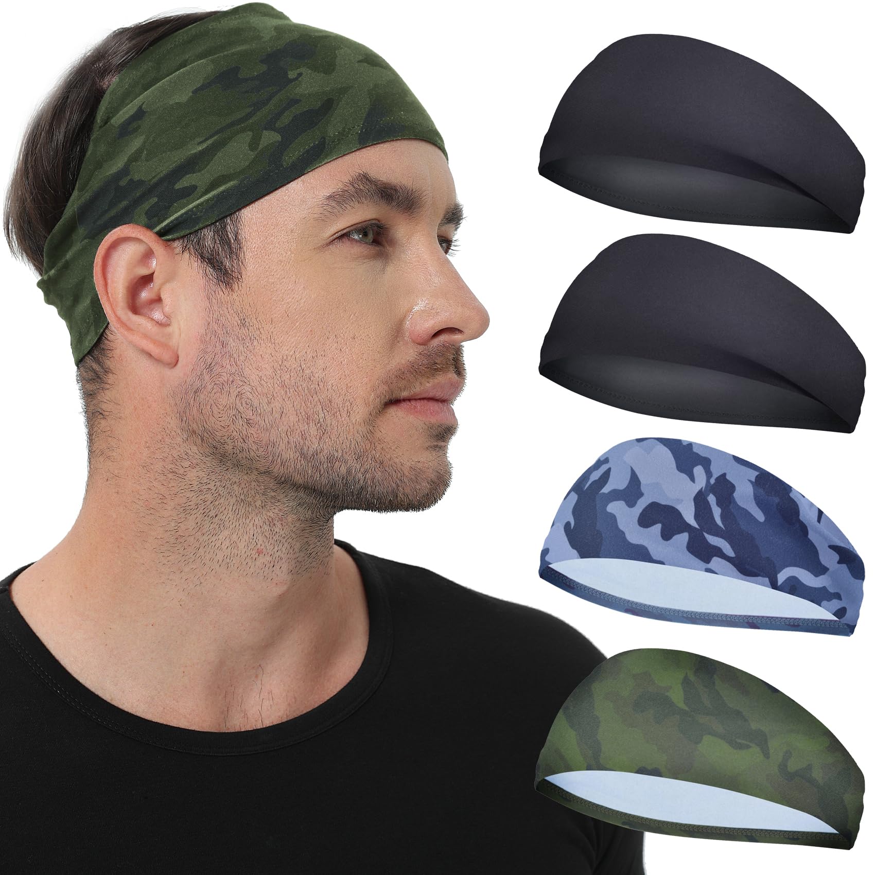 MARKEEP Sports Headbands for Men and Women,4 or 5Pack,Mens sweatbands for Moisture Wicking,Suitable for Fitness,Running,Cycling