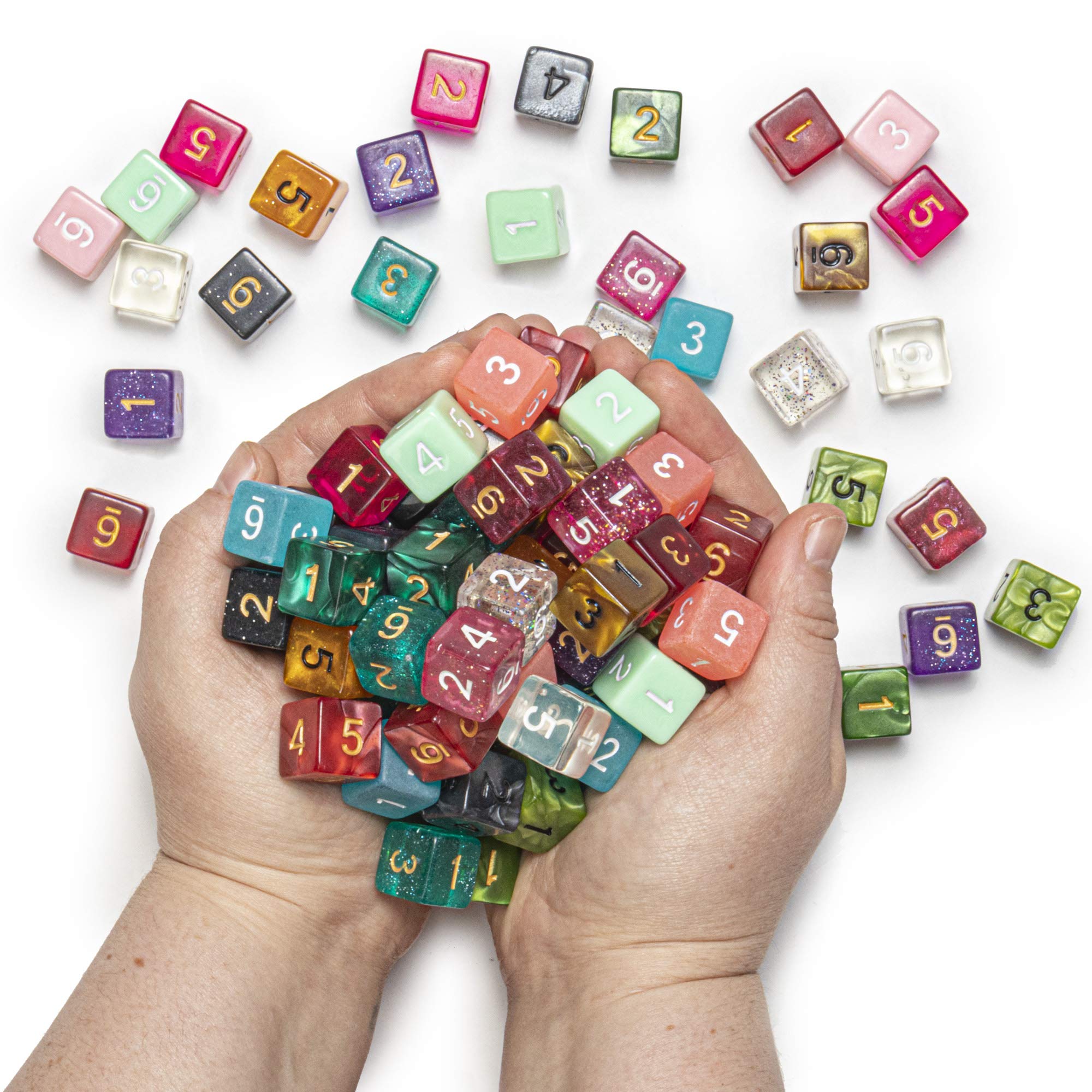 100+ Pack of Random D6 Polyhedral Dice in Multiple Colors