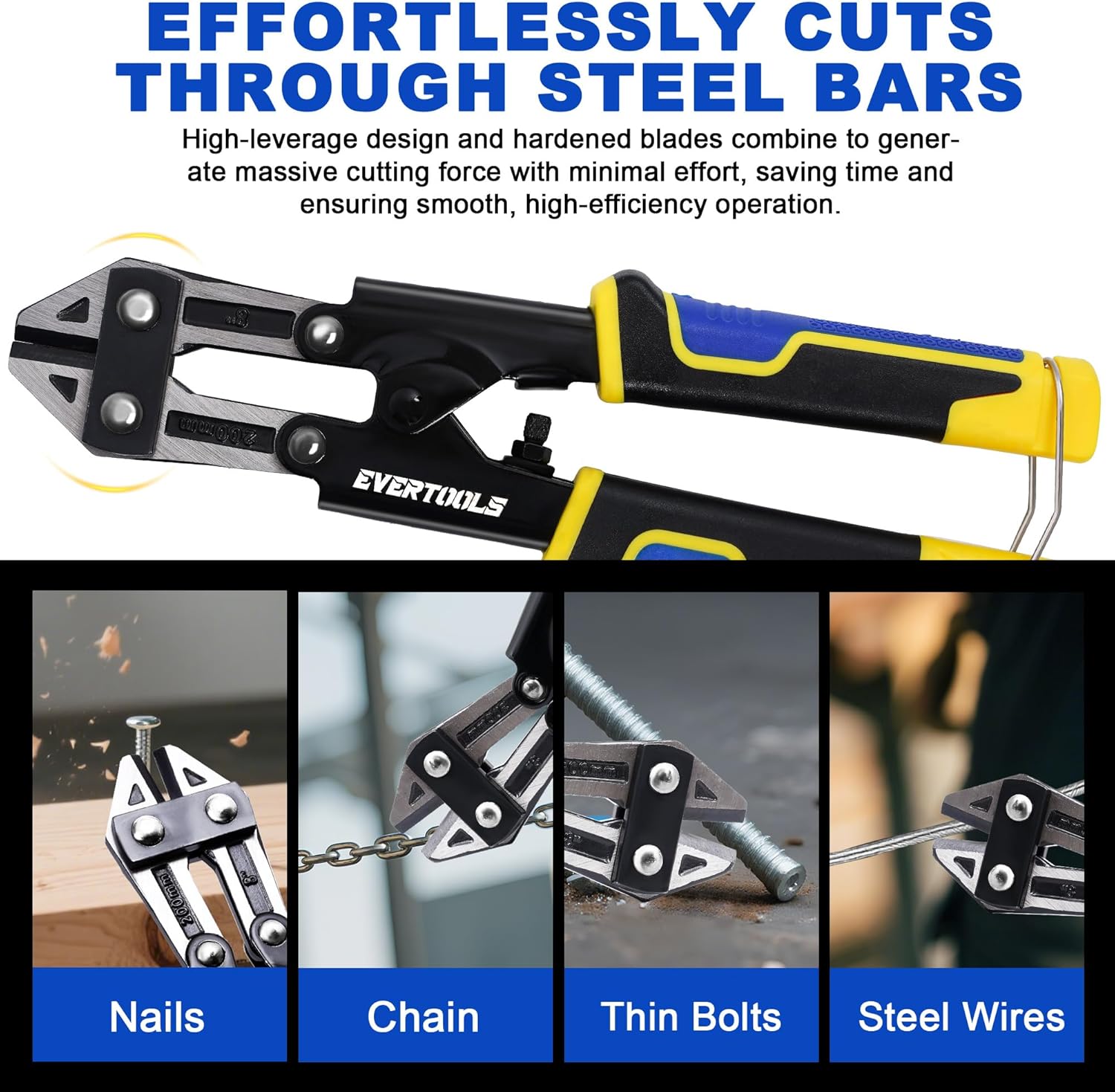 Mini Bolt Cutter, 8 inch Cr-V Steel Wire Cutter with Ergonomic Non-Slip Handles for Electrical Work, Gardening, Home Repairs, Crafting, and DIY Projects