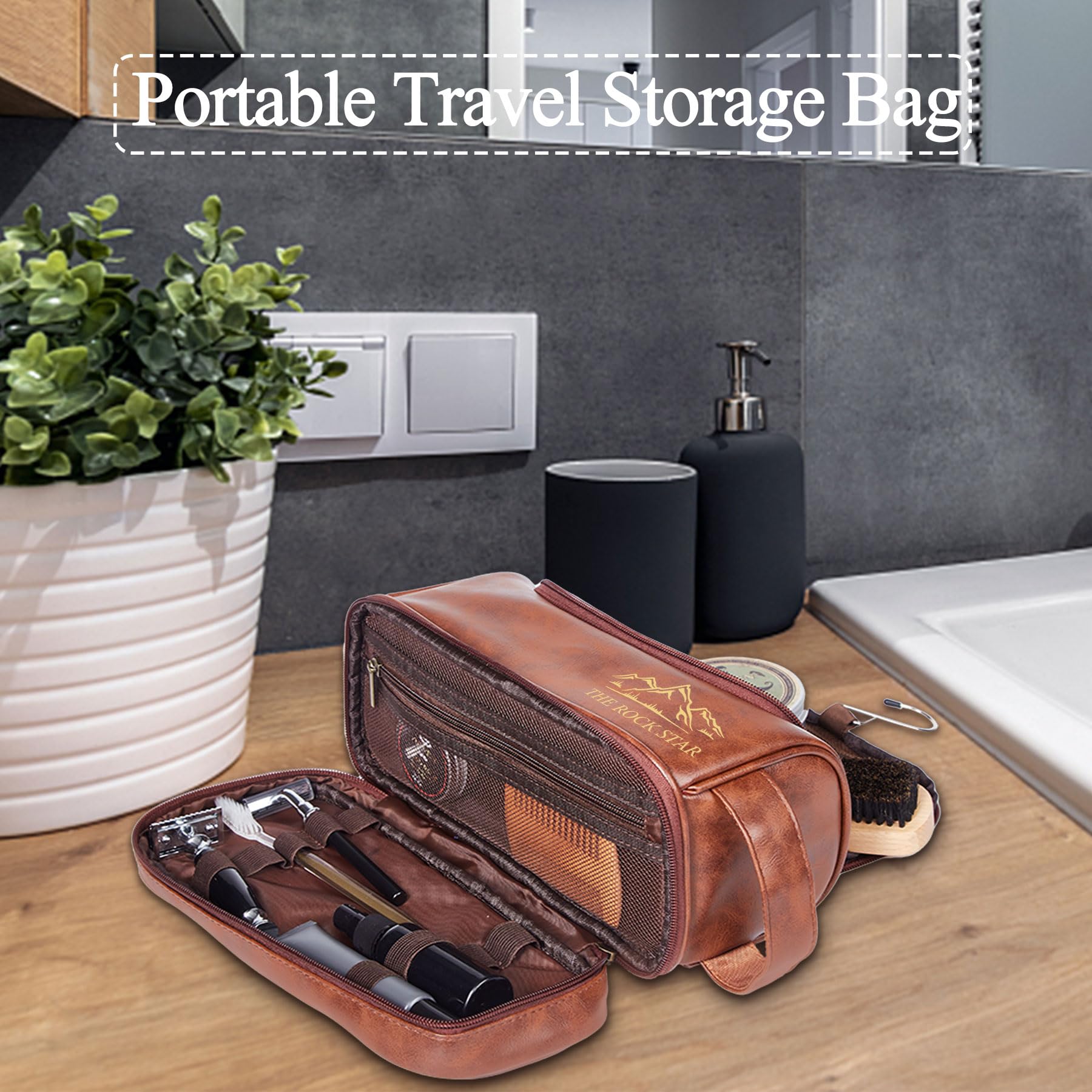 Neceser personalizado para hombre, Estilo 1 - Personalizado, Bolsa de transporte para hombre con gancho para colgar