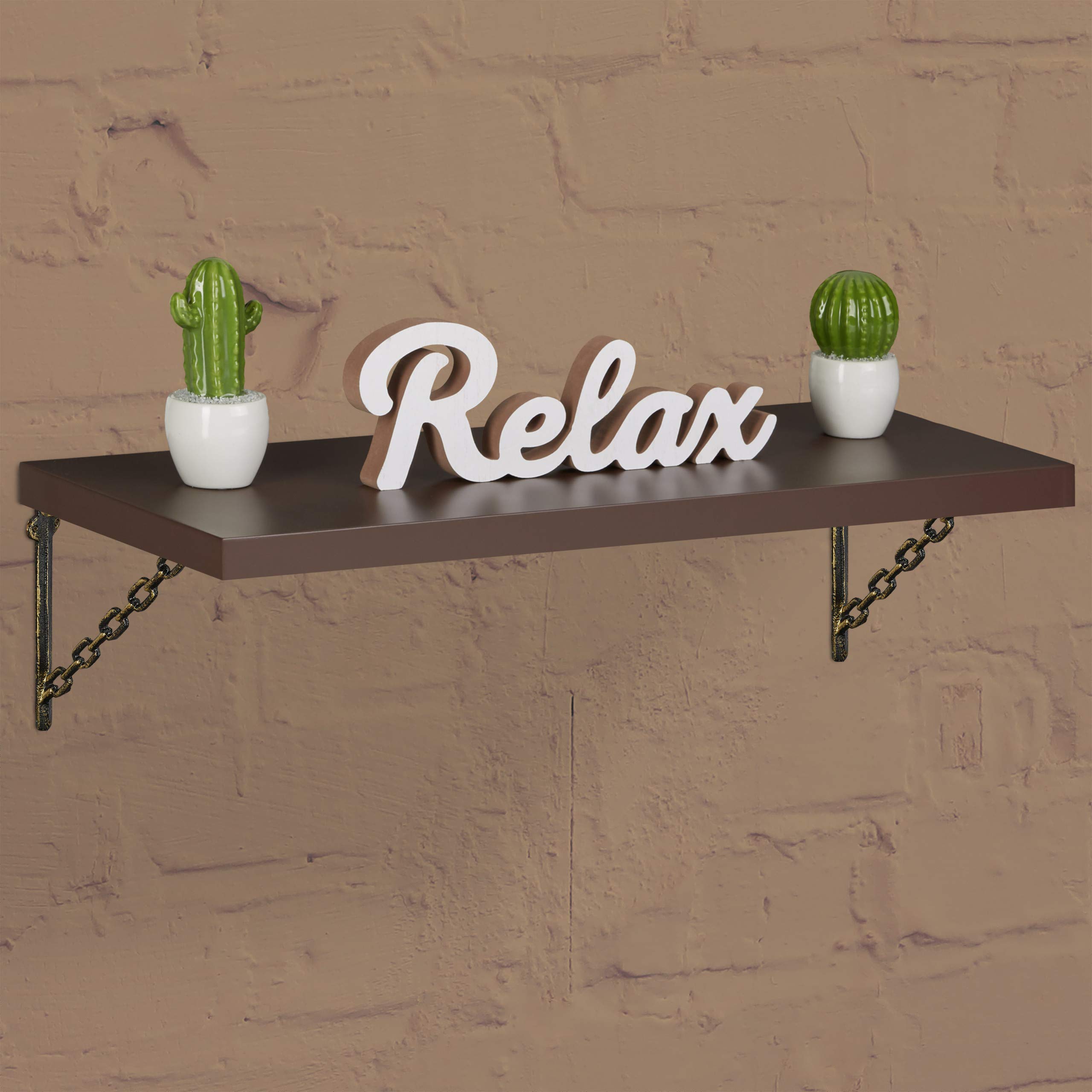 Lot de 6 équerres d'étagère en Fonte Antique, Vintage, Motif chaîne, Support Mural pour étagère, Noir