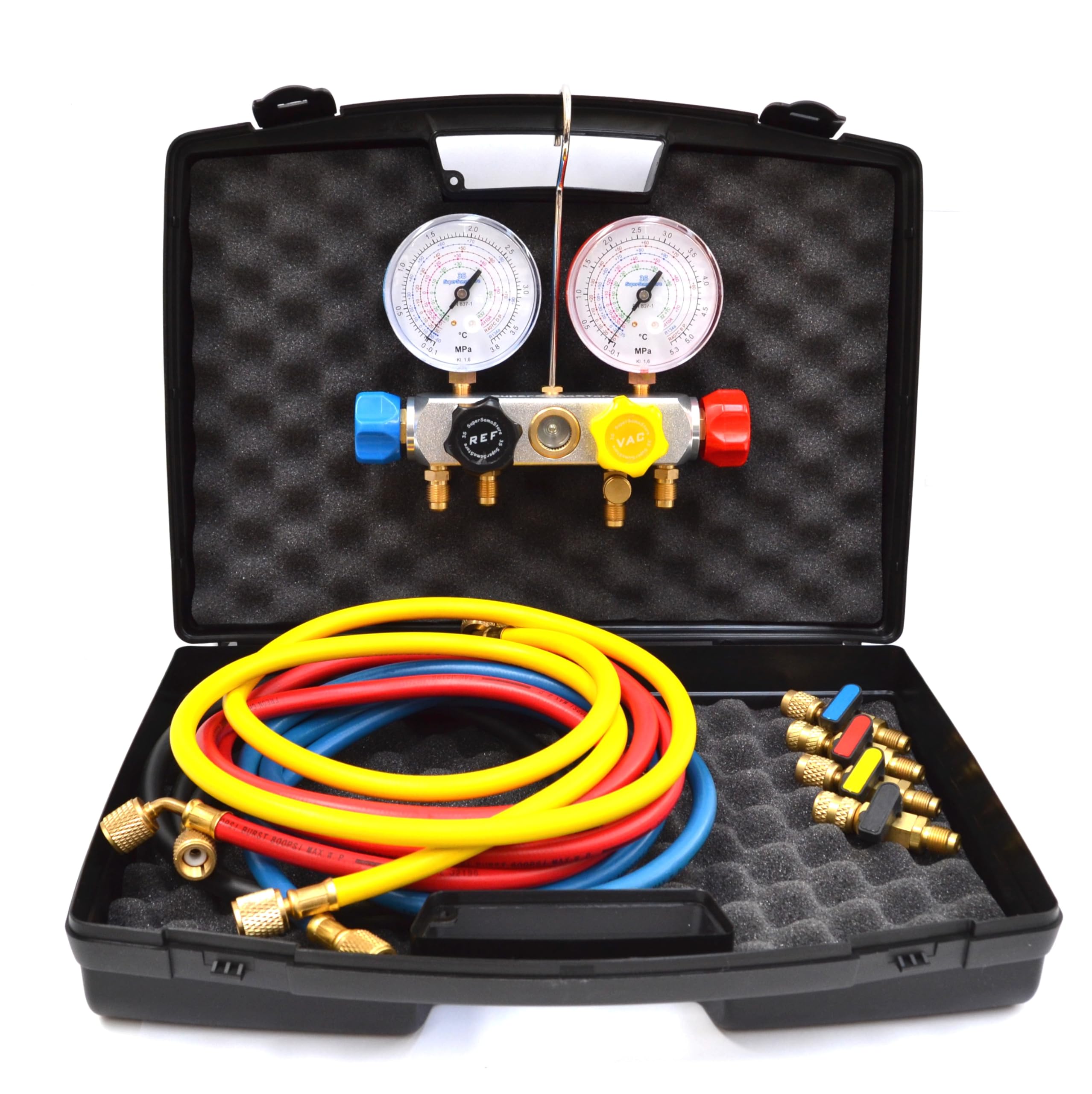 3S SuperSamaStore Kit Professionale Installatori Impianti Condizionamento con Strumenti Manutentori: Pompa del Vuoto Bistadio 70 Lt R32, Set Manometri 4 Vie, Cartellatrice, Chiave Dinamometrica