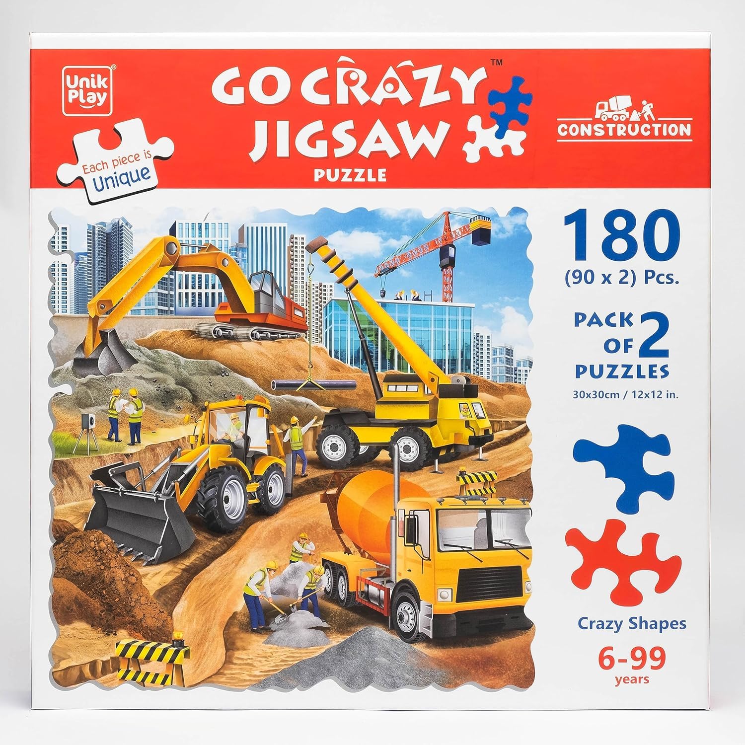 Go Crazy Jigsaw Puzzle for Kids and Adults | Attractive Cartoon Print Puzzle with 2 Puzzle Trays for Age 6 to 99 Years-180 Pcs - (Construction)