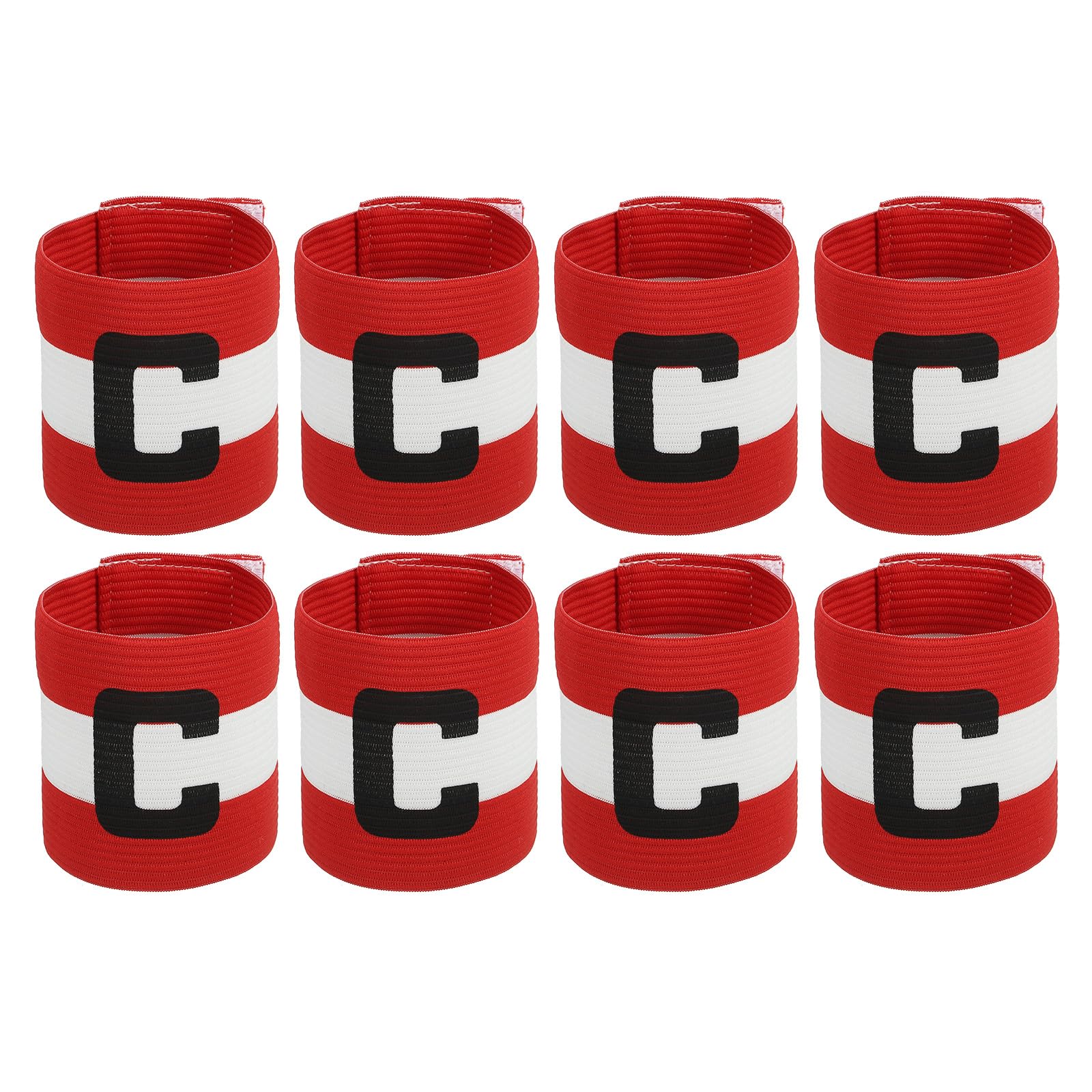 sourcing map Soccer Captain Armband, Captain Arm Bands for Soccer Elastic Captain C Arm Band Sports Captain Armbands for Football Team Training Youth & Adult Red/White, Pack of 8