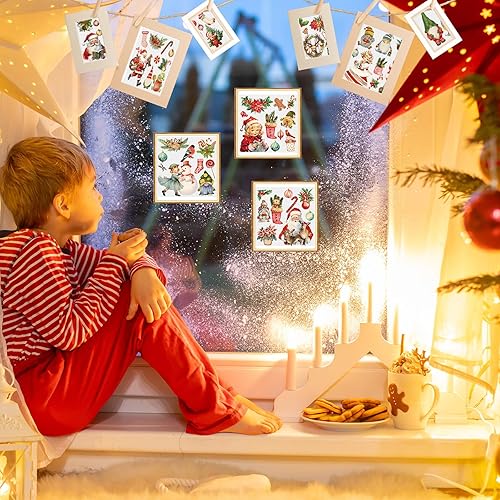 Miniatura 6 de Honoson 20 hojas vintage de Navidad para manualidades y muebles, calcomanías retro de Papá Noel para transferencia, calcomanías vintage de muebles
