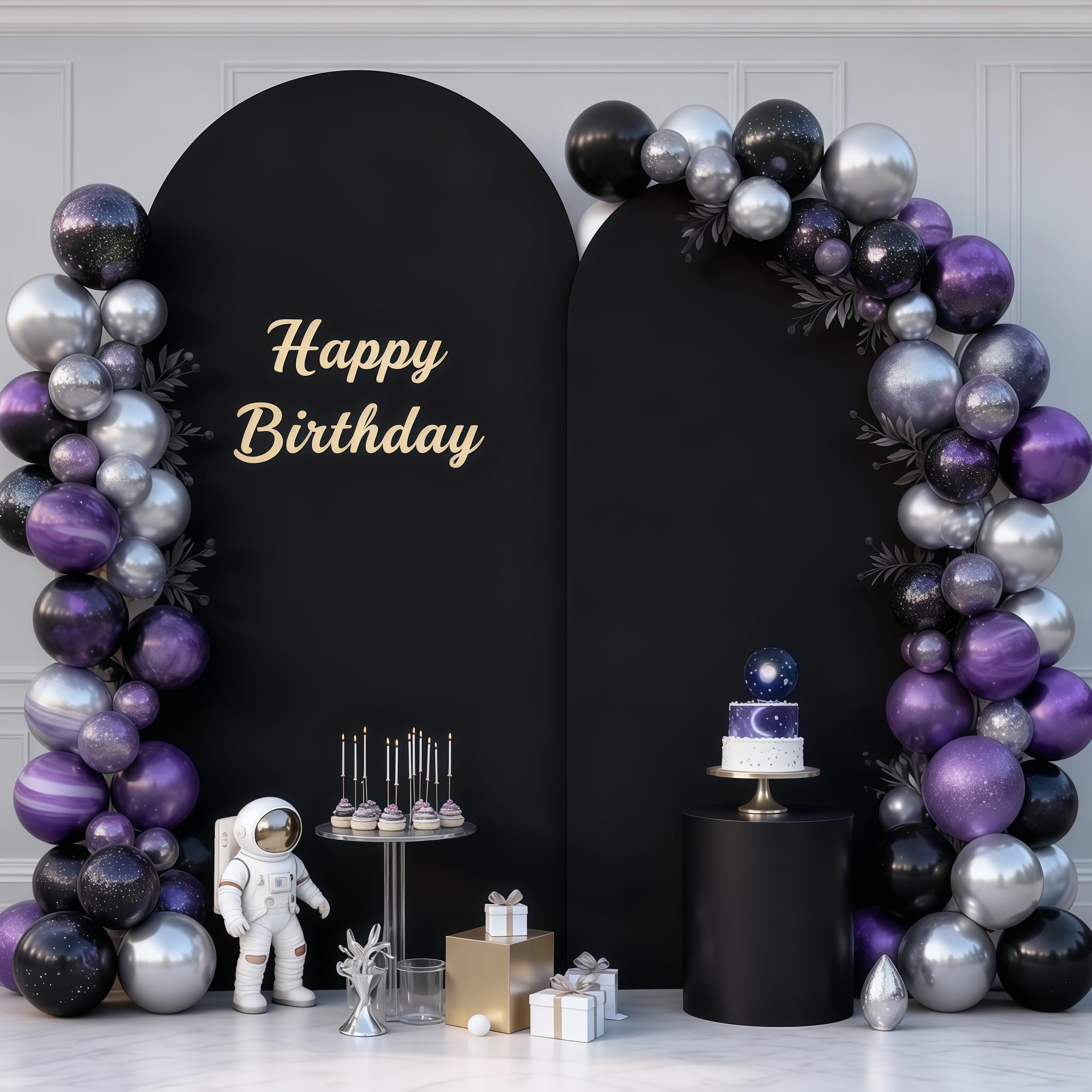 2 Set-6.6FT, 5FT Black Arch Backdrop Cover,Spandex Fitted Wedding Arch Stand Covers Round Top Chiara Arch Backdrop Stands Cover for Birthday Party