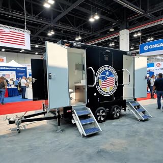 Mobile Restroom Trailer with Bathroom, Multi-stall Luxury Portable Toilet for Outdoor Sports Event Concert Rentals