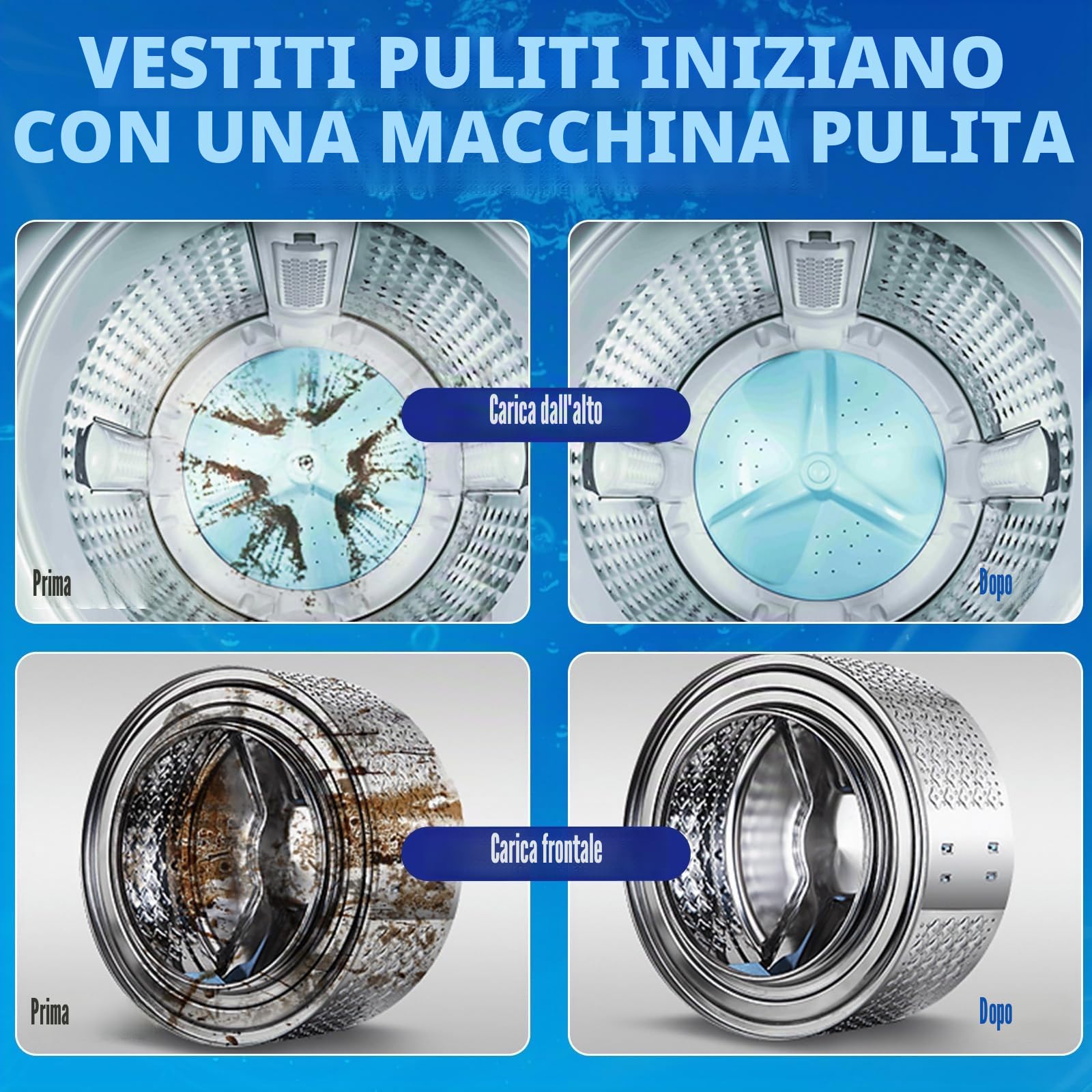 Detergente per lavatrice, Tabs Anti-limescale Washing Machine 1 Pack of 24 Tablets, adatto per lavatrice a carica frontale e superiore, rimuove odori, sporcizia e accumuli, sicuro per fosse settiche