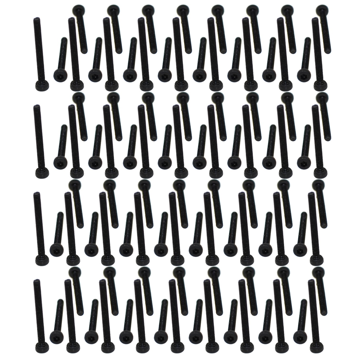 XunLiu 100PCS Grade 14.9 Alloy Steel Hex Socket Head Cap Screws Allen Wrench Drive Knurled Screws Black M2 20MM