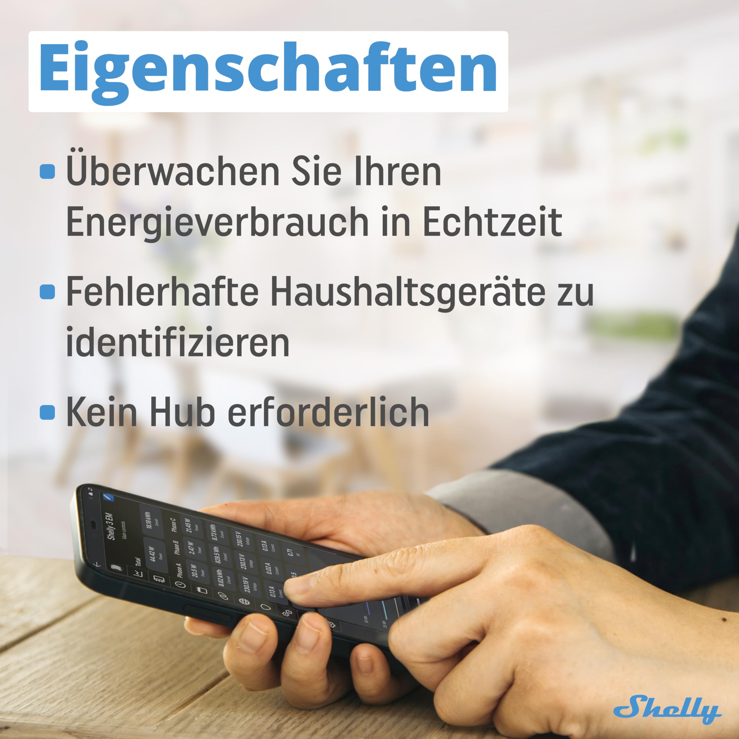 Shelly 3EM | Wlan-gesteuerter intelligenter 3 Kanal Relaisschalter mit Energiemessung und Schützsteuerung | Alexa & Google Home kompatibel | iOS Android App | Kein Hub erforderlich | Stromüberwachung
