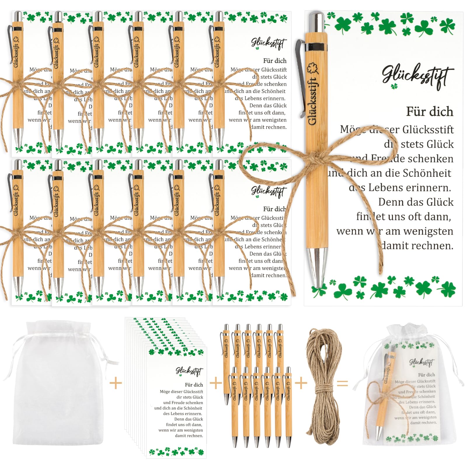Hopton Glücksstift Kugelschreiber Holz & Karte,Abschiedsgeschenk Kollegen | Abschiedsgeschenk Schüler,Dankeschön Geschenke,Kleine Geschenke für Kollegen,Gastgeschenke Geburtstag, Erzieherin Geschenk