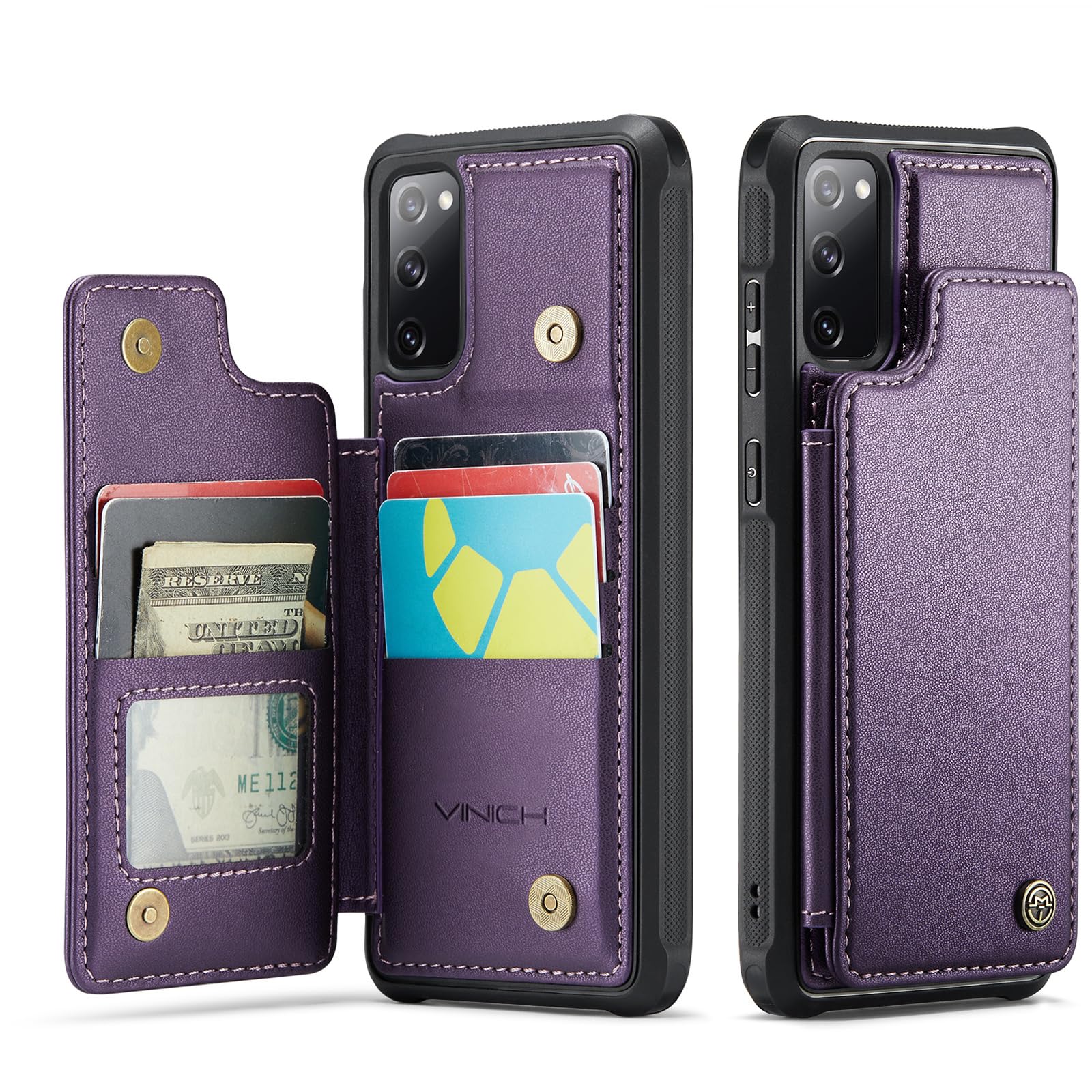 Vinich Funda para Samsung Galaxy S20 FE con tarjetero, funda tipo cartera para Samsung S20 FE para mujeres y hombres con bloqueo RFID, funda de cuero duradero a prueba de golpes para Galaxy S20 FE 5G,