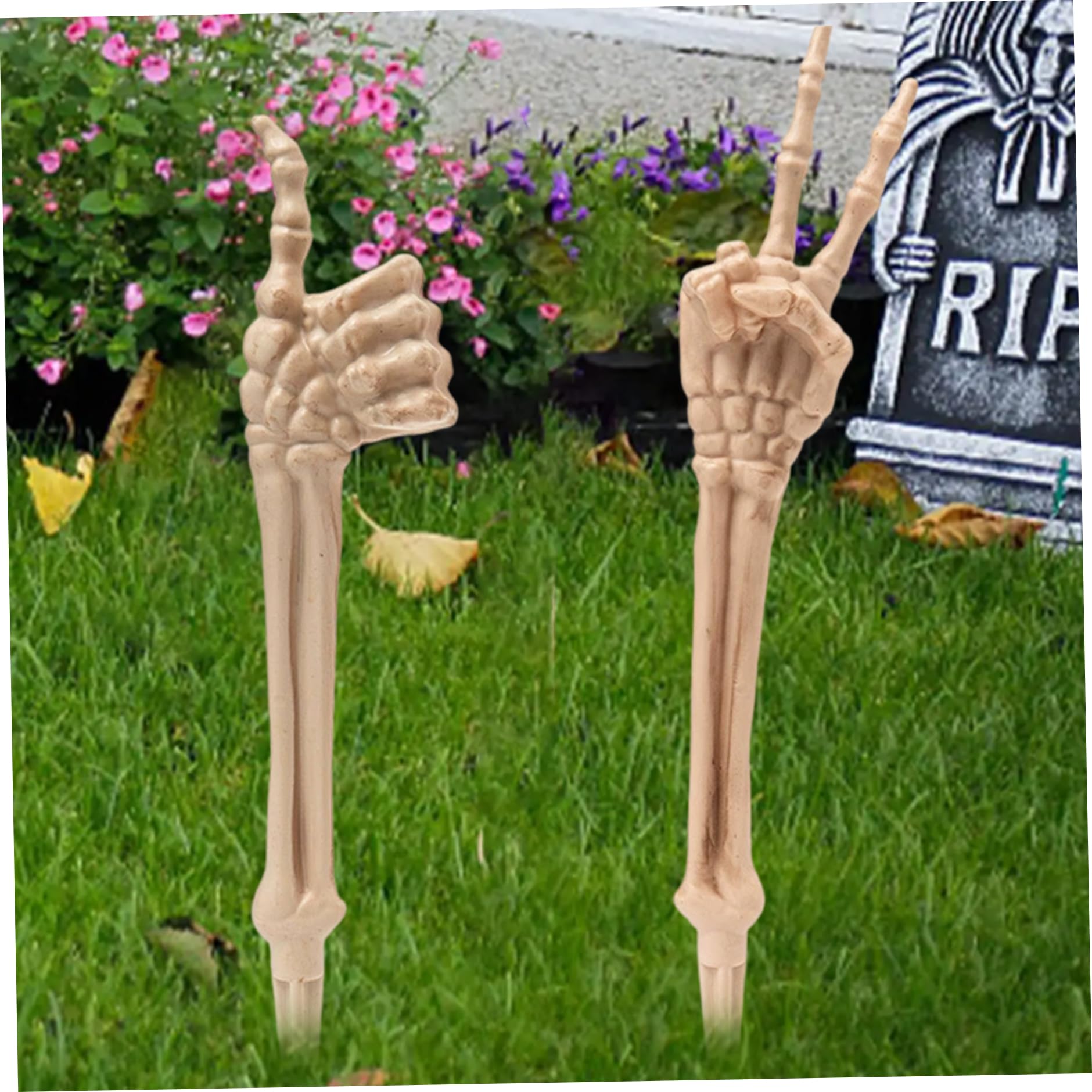 Comebachome 2Pcs Creepy Realistic Skeleton Arms, Halloween Skeleton Hands Stakes Decor Yard Sign
