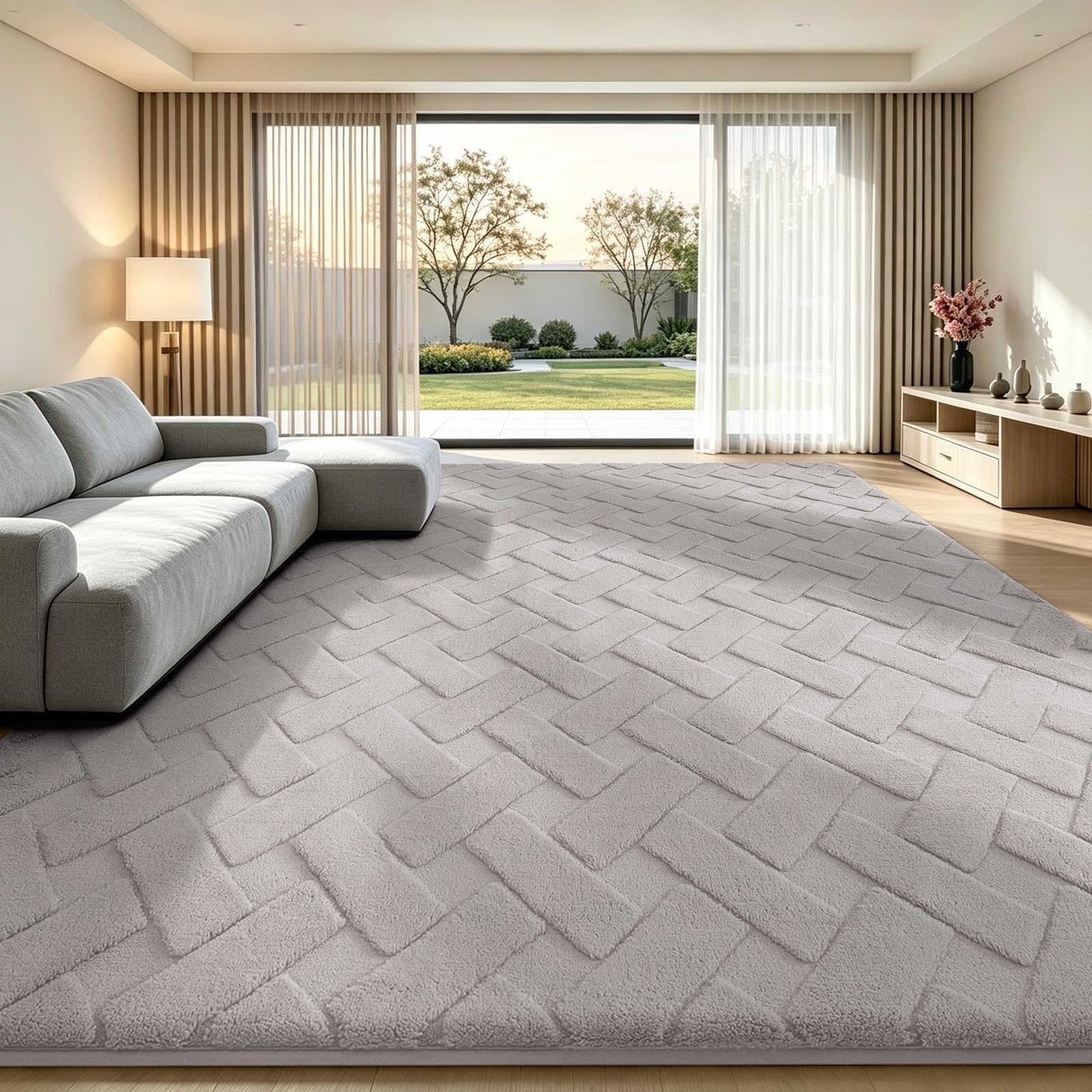 Homaxy Modern Fluffy Rugs Living Room, 140x200cm, Silver Grey