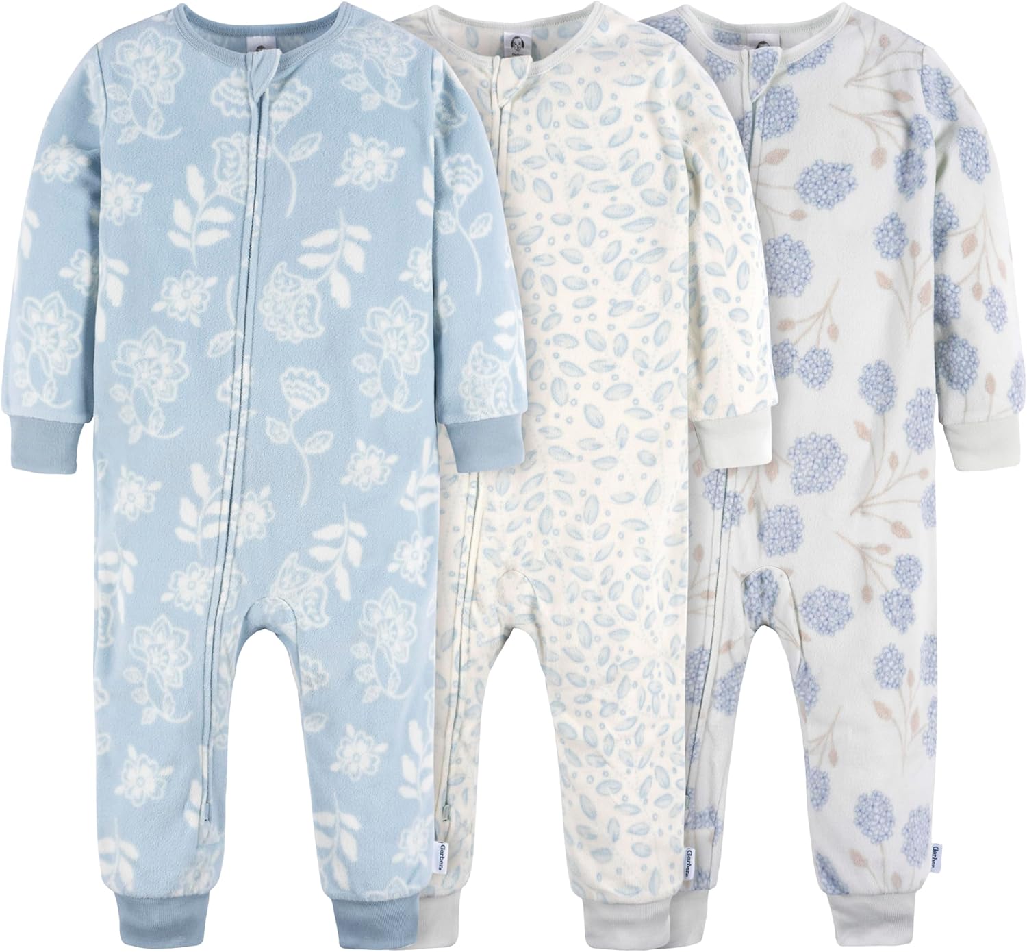 Gerber baby-girls Fleece Footless Pajamas 3-pack