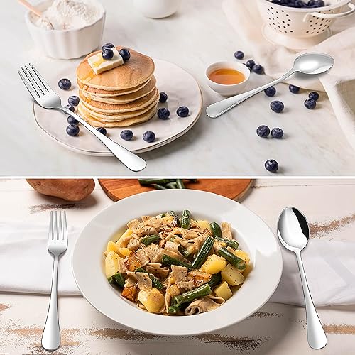 Miniatura 6 de E-far Juego de cubiertos de 24 piezas con cuchillos para carne, cubiertos de acero inoxidable para 4, cucharas, tenedores, cuchillos para cocina del