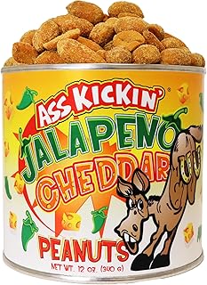 ASS KICKIN’ Jalapeno Cheddar Spicy Hot Peanuts – 12oz - Perfect Premium Ultimate Spicy Snack Gourmet Gift Hottest Peanuts - Try if you dare!