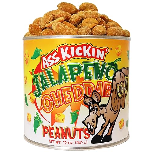 ASS KICKIN' Maní picante cheddar de jalapeño  12oz  Perfect Premium Ultimate Spicy Snack Gourmet Regalo Gourmet Peanuts más calientes  Pruébalo si