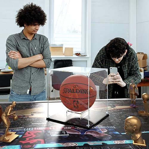 Miniatura 9 de KOLIPI Vitrina de fútbol con respaldo y base de espejo, vitrina acrílica para fútbol americano de tamaño completo (12 x 8 x 8 pulgadas, 11.8 x 7.9 x