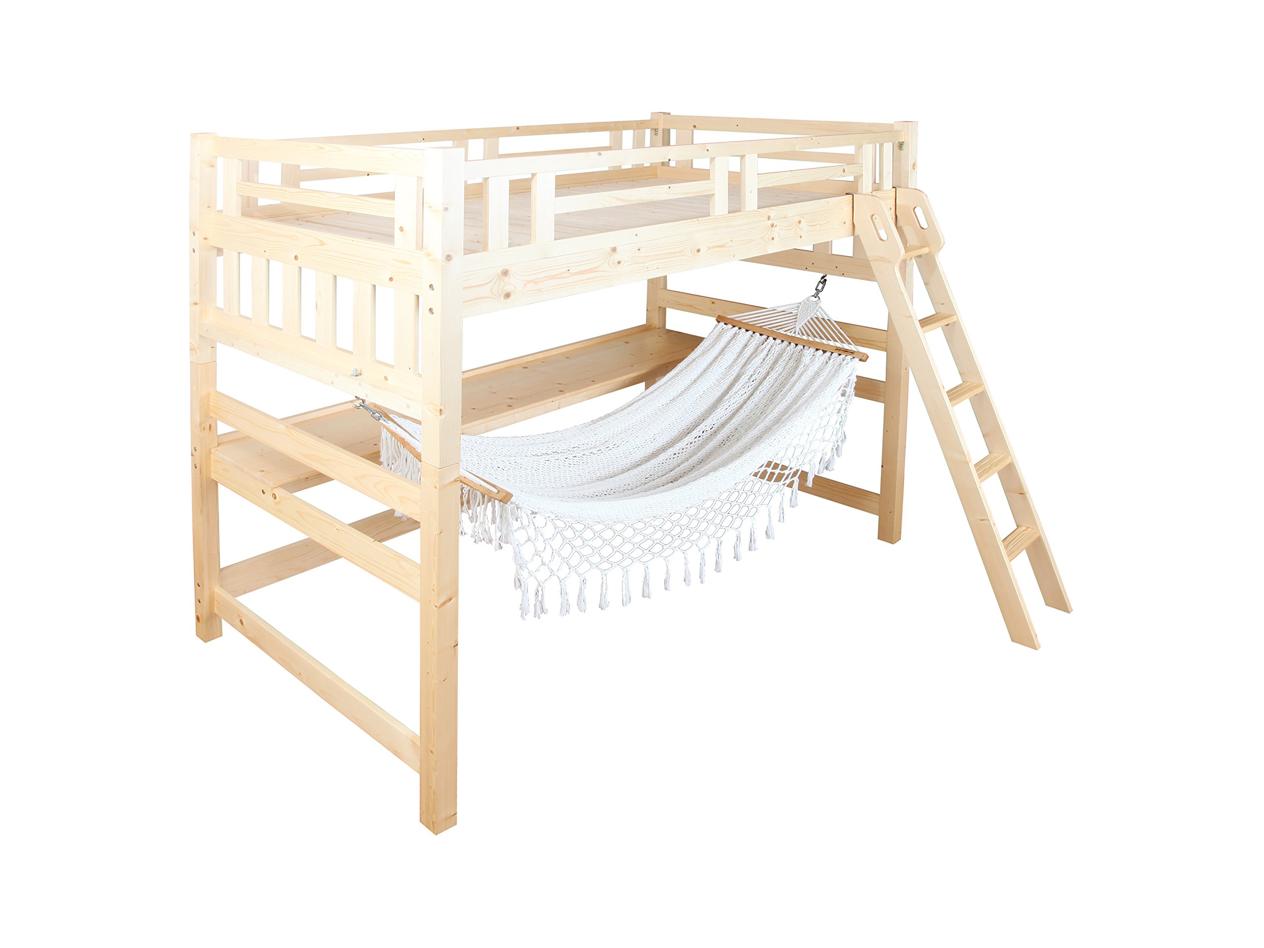 Amazon｜【JAJAN】ハンモック付き天然木ハイベッド［ベッド耐荷重150kg