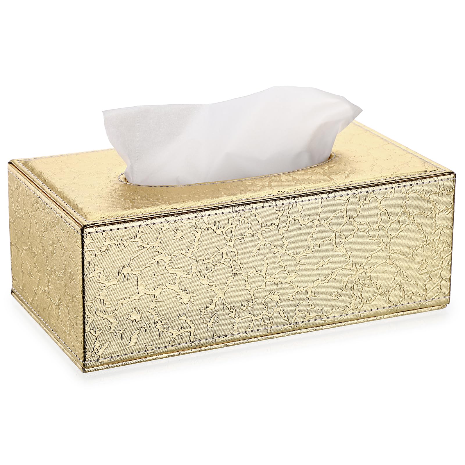 Taschentuchbox Rechteckige Kosmetiktücherbox Kunstleder Papiertaschentuchbox mit Goldener Blitz Taschentuchhalter 25x14x11cm Tissue Box für Esszimmer Wohnzimmer Schlafzimmer Auto Büro Hotel