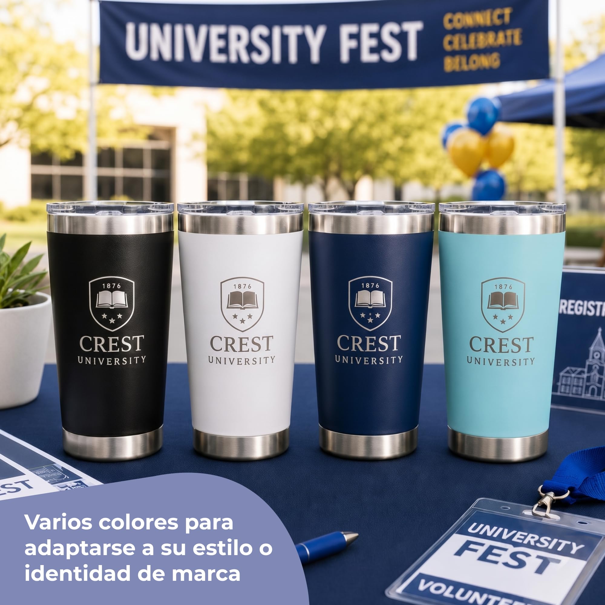 Cimpress Vaso térmico personalizado, 562 ml, doble pared, Blanco