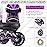 6 Sizes Adjustable Inline Skates for Youth and Adults with Full Light Up Wheels, Outdoor Roller Skates Girls and Boys, Men and Women (Black Purple, Medium)
