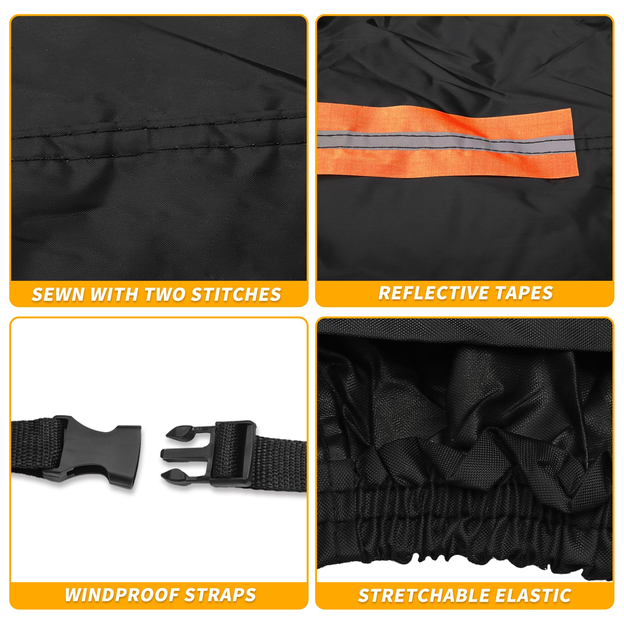 Partuto Waterproof All-Weather Universal Sedan Car Cover with Right Side Zipper Mirror Pocket 210D-PU Black Fits for Sedan — view 8