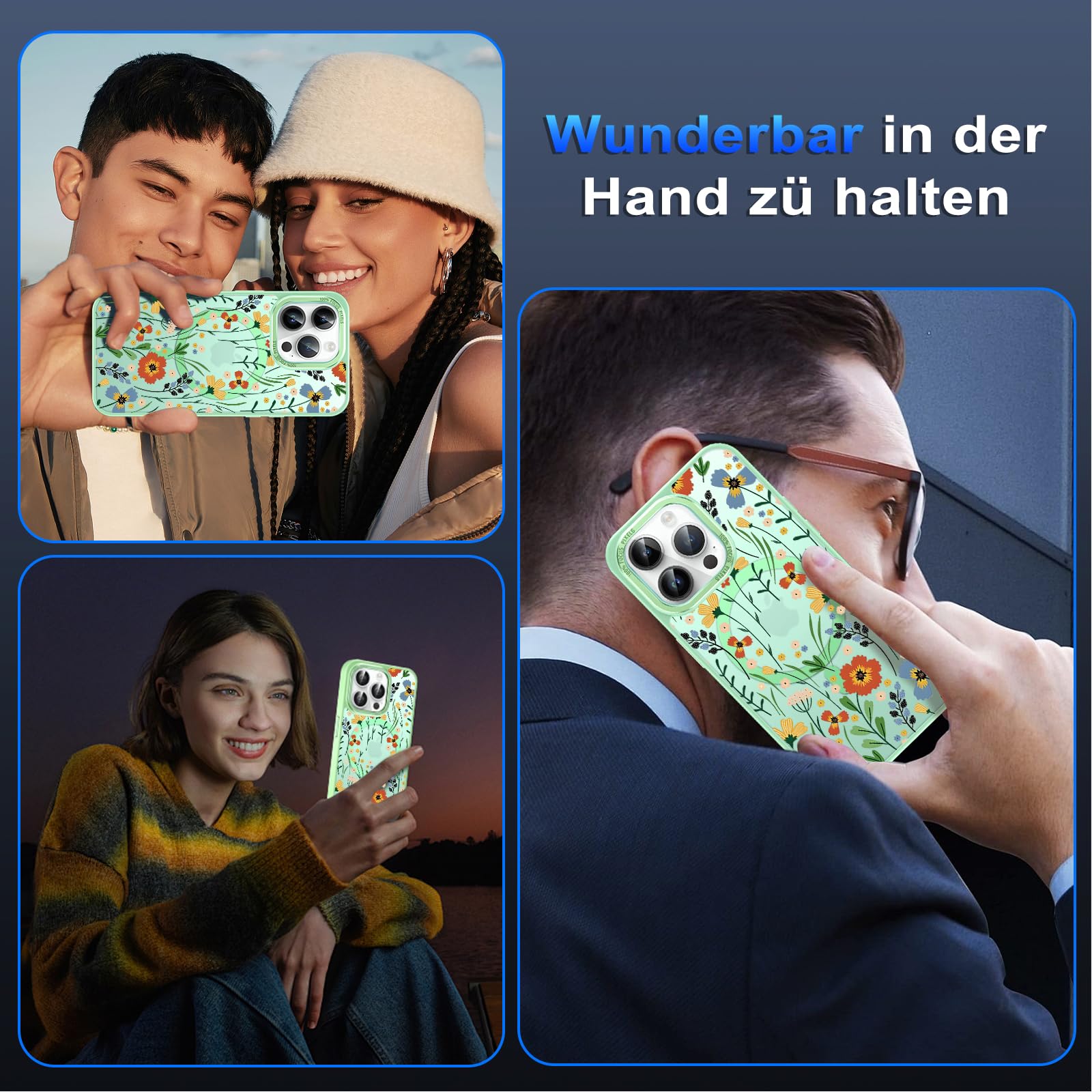 Xylota Magnetische Handyhülle Für IPhone 15 (6,1") – Blumenmuster, MagSafe-kompatibel & Stoßfest