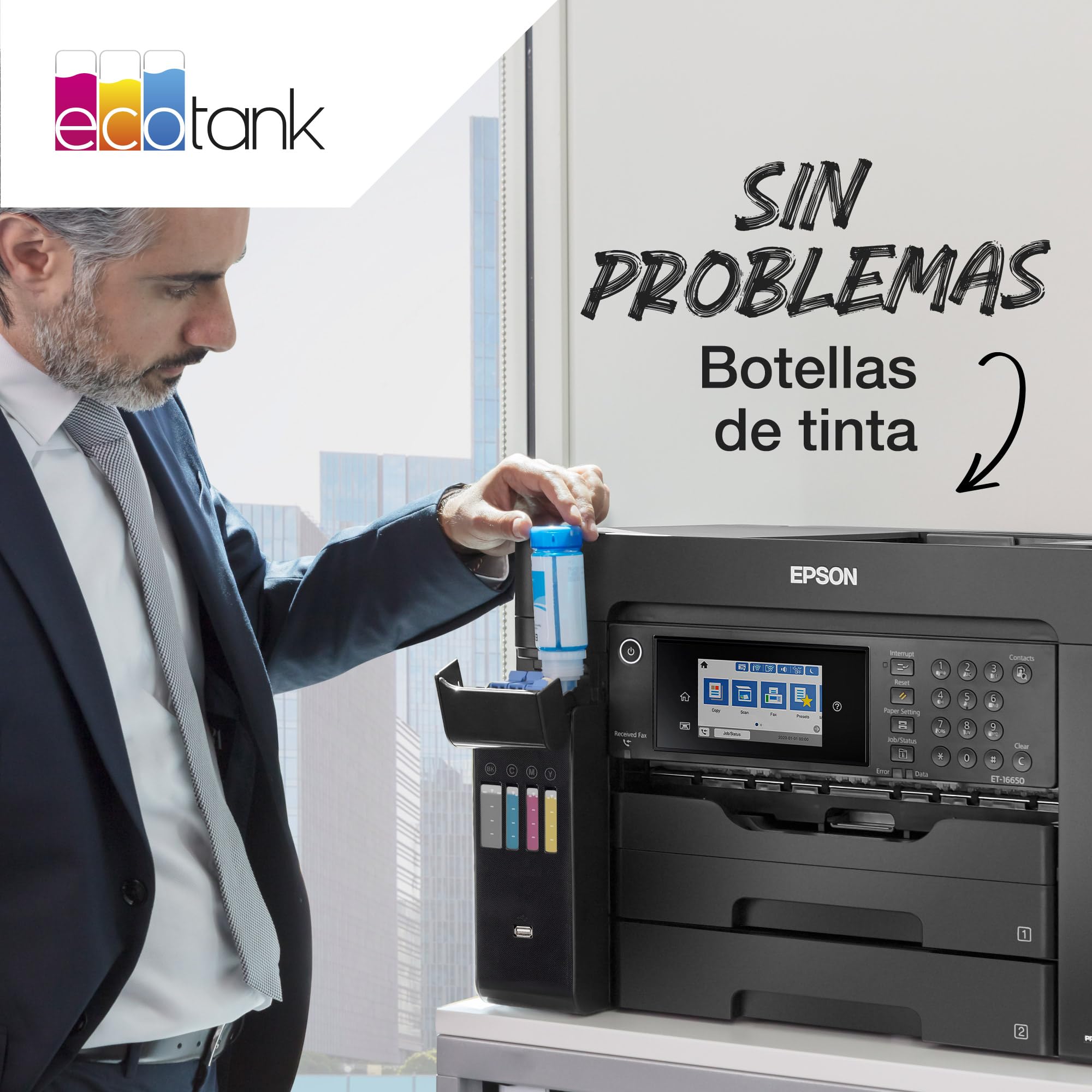 Epson Botellas de Tinta Originales EcoTank de la Serie 113 Colores Cian, Magenta, Amarillo y Negro