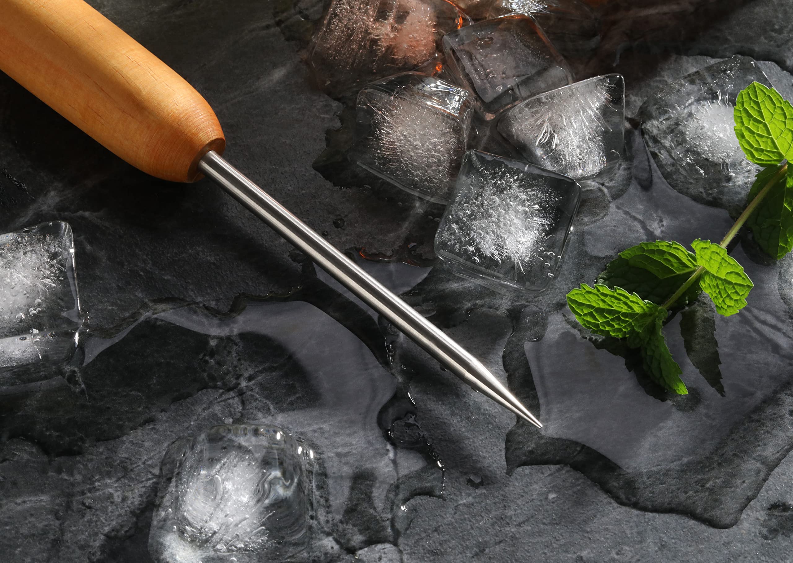 Nueva estrella 48353 hielo de acero de carbono con mango de madera duro, 19,05 x