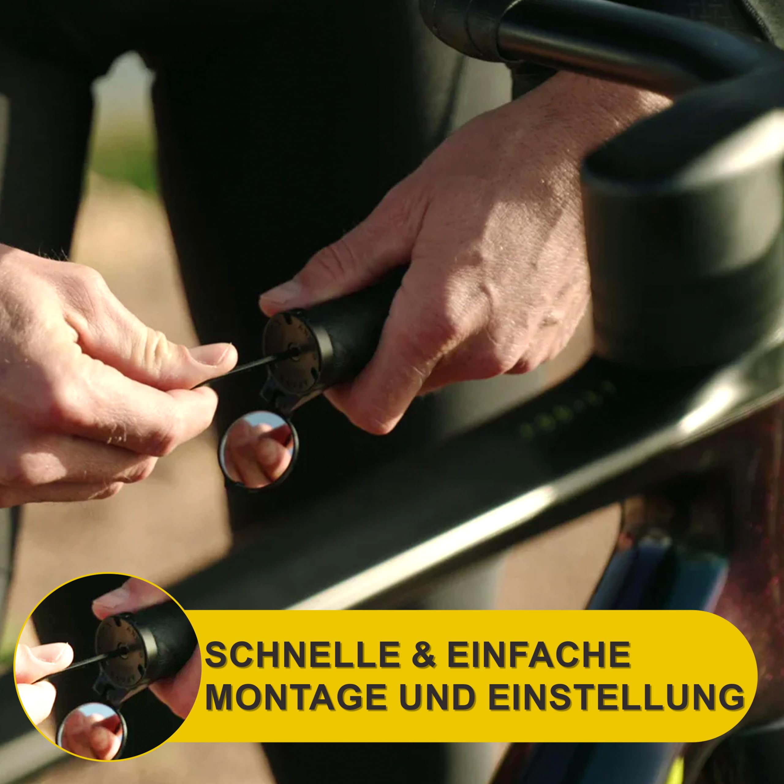 THE BEAM Corky Rennrad Spiegel – Klappbarer Fahrrad Rückspiegel für Dropbars & Rennradlenker – Kompakter Lenkerendenspiegel für Rennrad, E-Bike & E-Scooter – Schwarz