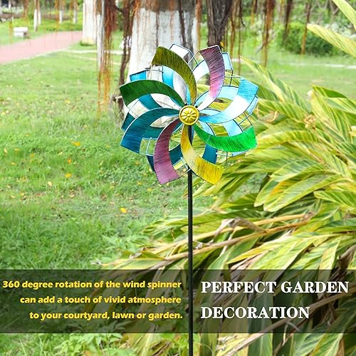 Miniatura 4 de Molinillo de viento de metal para exteriores, escultura de viento adecuada para decorar el patio, jardín o césped